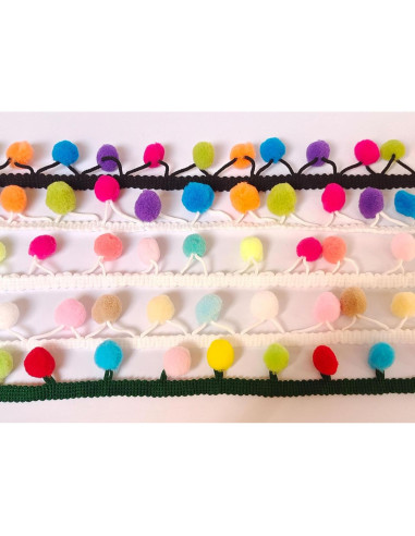 Fleco de Pom Pom 5.49m 15mm Arcoíris 3 para Manualidades