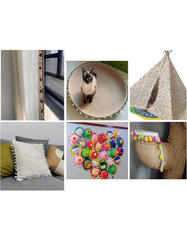 Fleco de Pom Pom 5.49m 15mm Arcoíris 3 para Manualidades