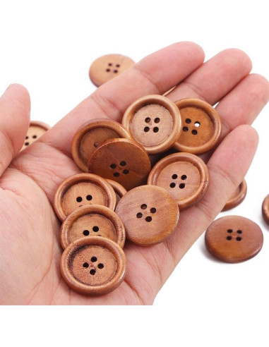 Botones Redondos de Madera Kopida 40 Pcs 25mm Duraderos