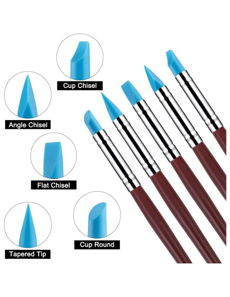 10 Herramientas de Escultura de Arcilla ABSOK - Silicona y Aluminio