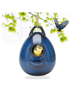 Casa de Aves Colgante Cerámica Kimdio Azul 15x16x20 cm