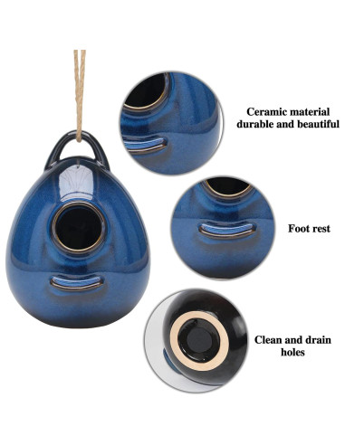 Casa de Aves Colgante Cerámica Kimdio Azul 15x16x20 cm