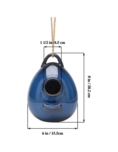 Casa de Aves Colgante Cerámica Kimdio Azul 15x16x20 cm