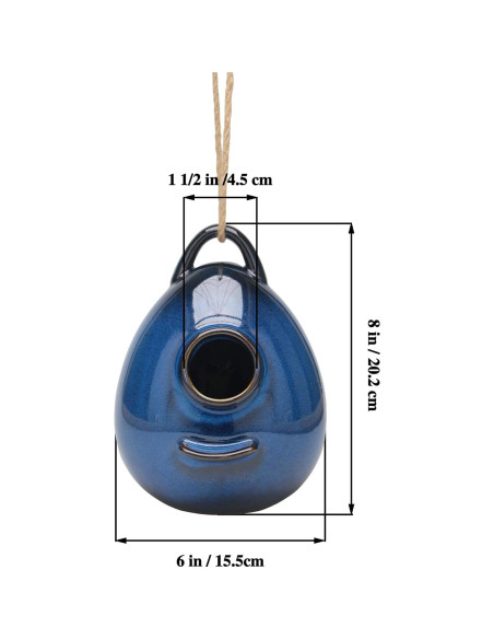 Casa de Aves Colgante Cerámica Kimdio Azul 15x16x20 cm