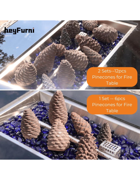 Troncos de Chimenea de Gas Heyfurni - 6 Piezas Cerámica Piña