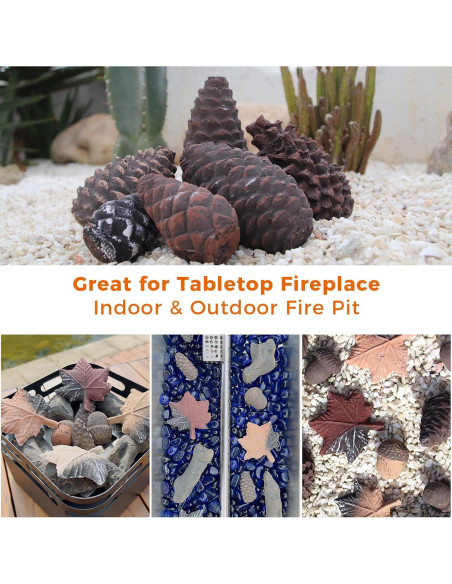 Troncos de Chimenea de Gas Heyfurni - 6 Piezas Cerámica Piña
