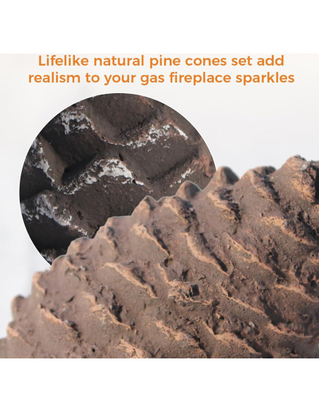 Troncos de Chimenea de Gas Heyfurni - 6 Piezas Cerámica Piña