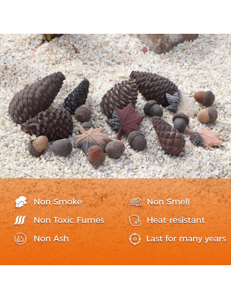 Troncos de Chimenea de Gas Heyfurni - 6 Piezas Cerámica Piña