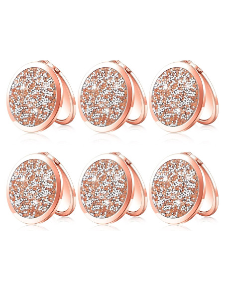 Set de 6 Espejos de Bolsillo Yulejo Rosa Dorado 6.99 cm
