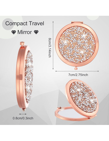 Set de 6 Espejos de Bolsillo Yulejo Rosa Dorado 6.99 cm