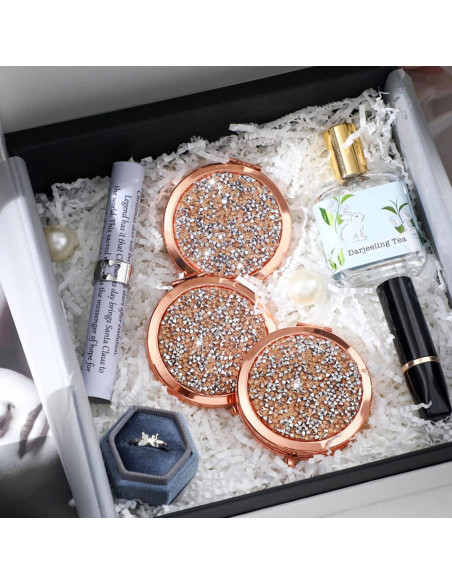 Set de 6 Espejos de Bolsillo Yulejo Rosa Dorado 6.99 cm