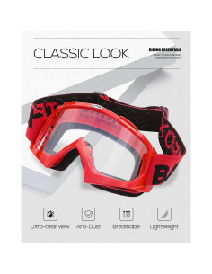 Gafas de Motocross BATFOX F816 UV Protección Rojo Claro 2