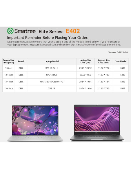 Funda para portátil Smatree DELL XPS 13 2 en 1 E402 Negra