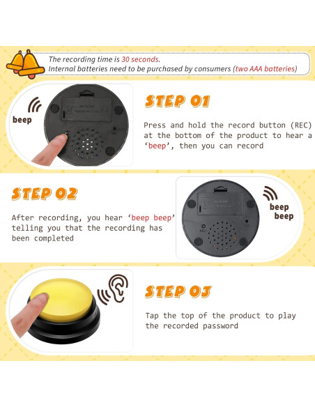 Botón de Grabación de Voz para Entrenamiento de Mascotas - Weewooday - 4 Paquetes