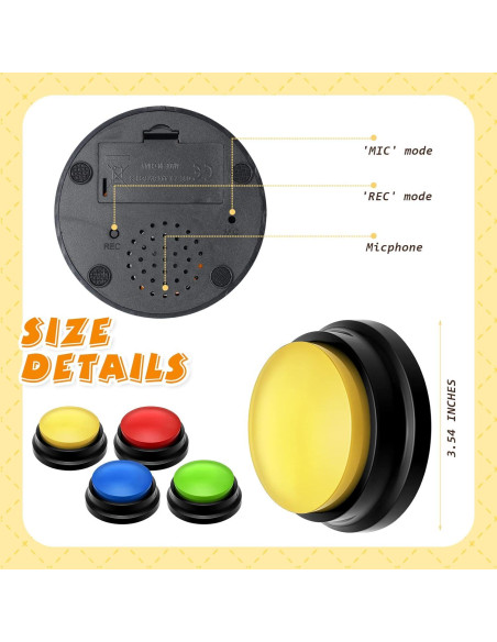 Botón de Grabación de Voz para Entrenamiento de Mascotas - Weewooday - 4 Paquetes