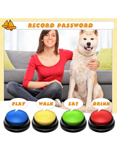 Botón de Grabación de Voz para Entrenamiento de Mascotas - Weewooday - 4 Paquetes