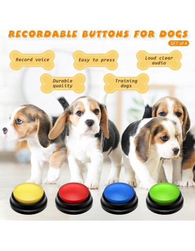 Botón de Grabación de Voz para Entrenamiento de Mascotas - Weewooday - 4 Paquetes