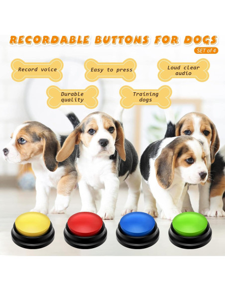 Botón de Grabación de Voz para Entrenamiento de Mascotas - Weewooday - 4 Paquetes