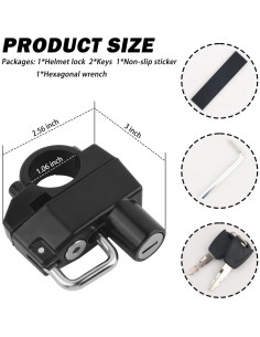 Candado Antirrobo para Casco de Motocicleta YGDMD - Negro 2