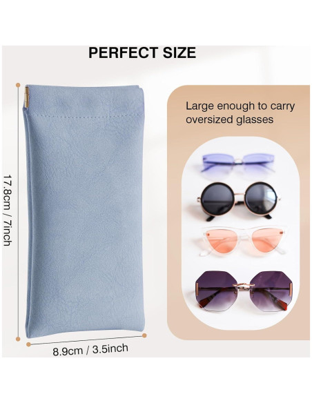 Estuche para Gafas Marvolia, 2 Piezas de Cuero PU Rosa y Azul Estuche para Gafas Marvolia, 2 Piezas de Cuero PU Rosa y Azul