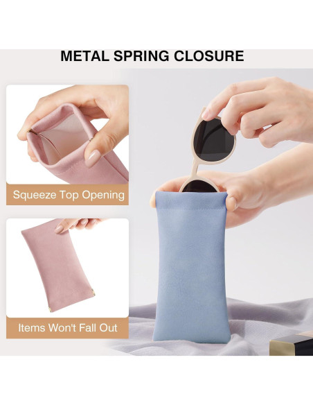 Estuche para Gafas Marvolia, 2 Piezas de Cuero PU Rosa y Azul Estuche para Gafas Marvolia, 2 Piezas de Cuero PU Rosa y Azul