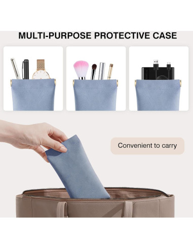 Estuche para Gafas Marvolia, 2 Piezas de Cuero PU Rosa y Azul