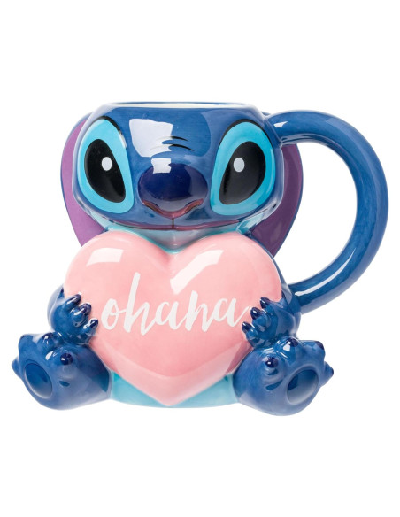 Taza Cerámica 3D Lilo y Stitch Ohana 20 Onzas Silver Buffalo