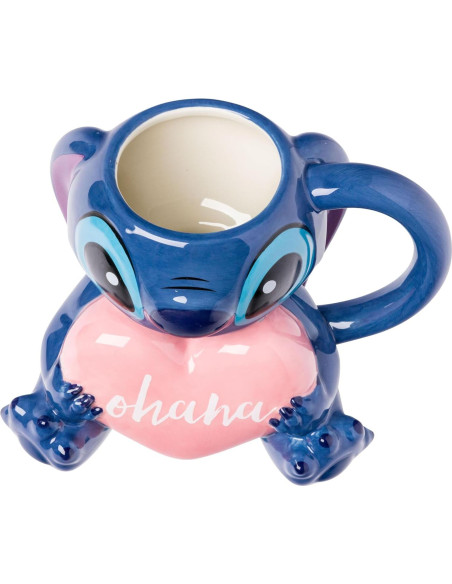 Taza Cerámica 3D Lilo y Stitch Ohana 20 Onzas Silver Buffalo