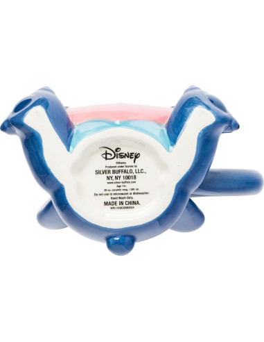 Taza Cerámica 3D Lilo y Stitch Ohana 20 Onzas Silver Buffalo