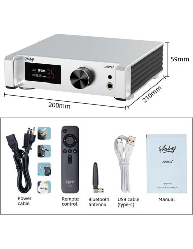 Decodificador y Amplificador SABAJ A20d 2023 MQA Bluetooth 5.0