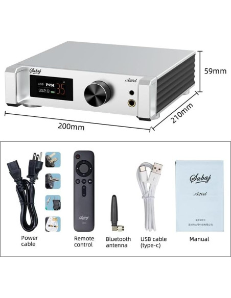 Decodificador y Amplificador SABAJ A20d 2023 MQA Bluetooth 5.0