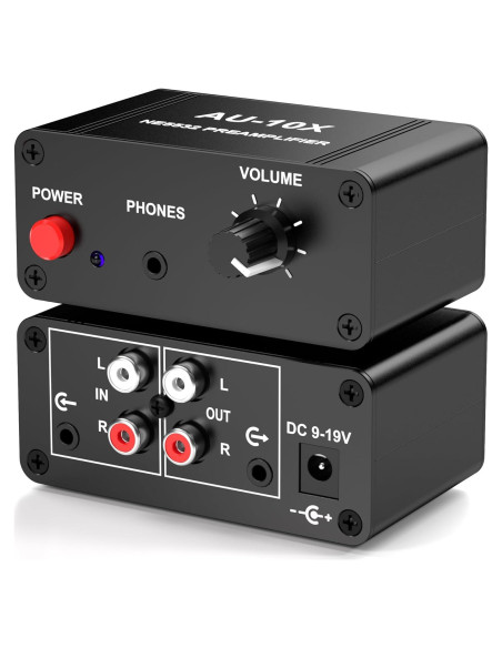 Preamplificador Phono AU-10X Genérico 20dB RCA 3.5mm