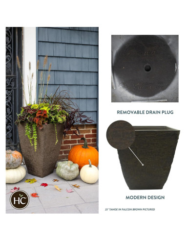 Macetero Cuadrado Alto HC Companies 40.64 cm Marrón Halcón