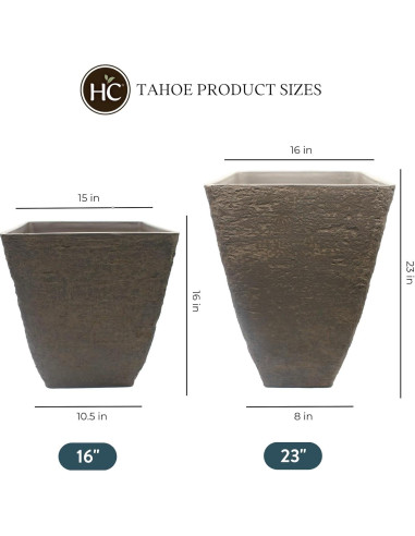 Macetero Cuadrado Alto HC Companies 40.64 cm Marrón Halcón