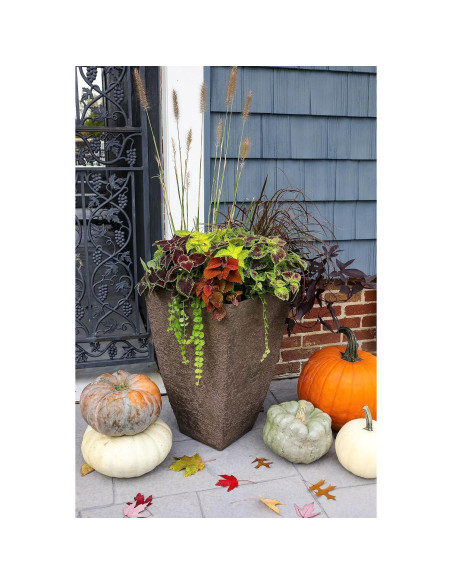 Macetero Cuadrado Alto HC Companies 40.64 cm Marrón Halcón