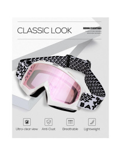 Gafas de Motocross BATFOX 816 Rosa y Blanco Seguridad 2