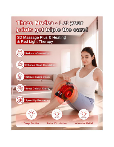 Masajeador de Rodilla Inalámbrico Kaoudt con Calor y Luz Roja