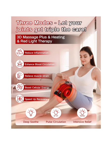 Masajeador de Rodilla Inalámbrico Kaoudt con Calor y Luz Roja