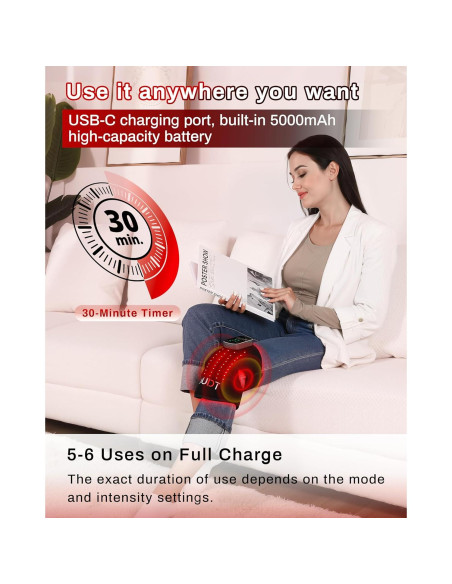 Masajeador de Rodilla Inalámbrico Kaoudt con Calor y Luz Roja