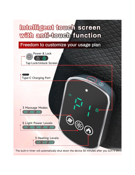 Masajeador de Rodilla Inalámbrico Kaoudt con Calor y Luz Roja