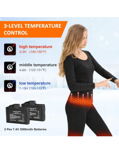 Conjunto Ropa Interior Térmica Calentada Mujer Sun Will XXL Negro 2