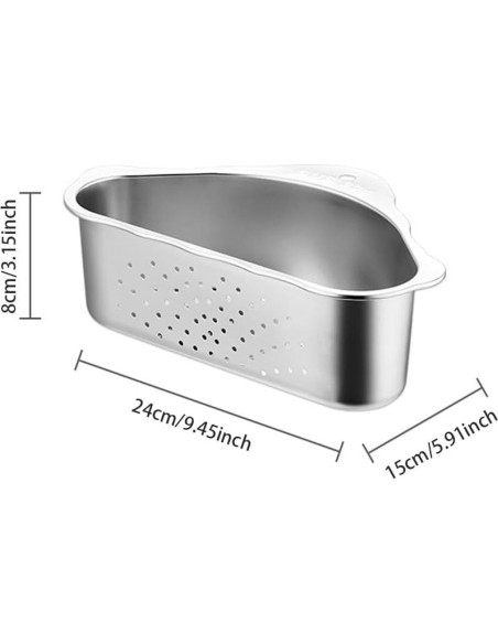Canasta de Drenaje Triangular Acero Inoxidable iayokocc 24x15 cm