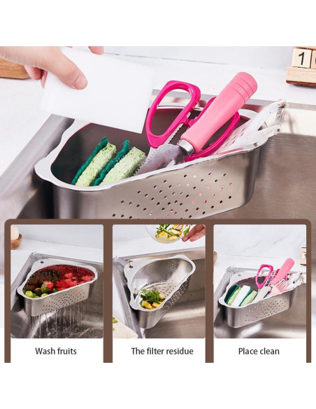 Canasta de Drenaje Triangular Acero Inoxidable iayokocc 24x15 cm