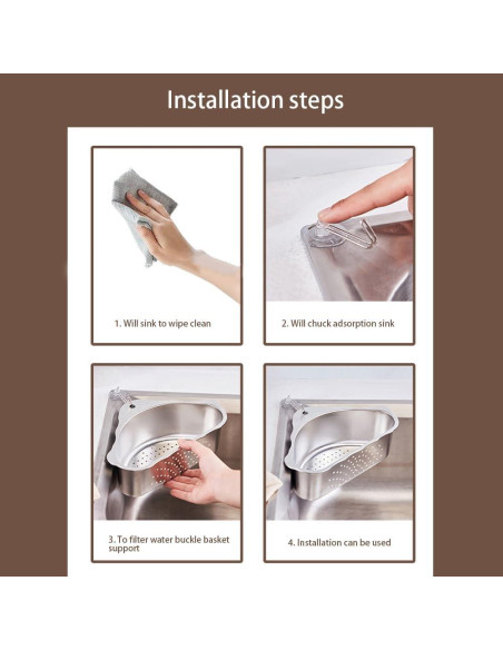 Canasta de Drenaje Triangular Acero Inoxidable iayokocc 24x15 cm