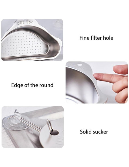 Canasta de Drenaje Triangular Acero Inoxidable iayokocc 24x15 cm