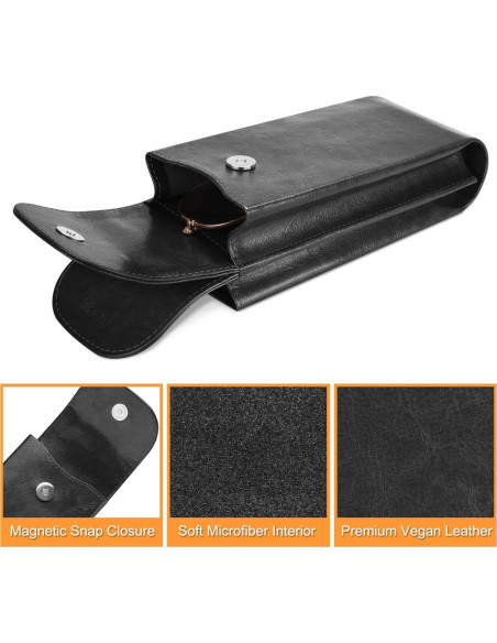 Estuche Doble para Gafas Fintie Negro con Gancho y Paños