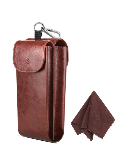 Estuche Doble para Gafas Fintie Marrón con Mosquetón
