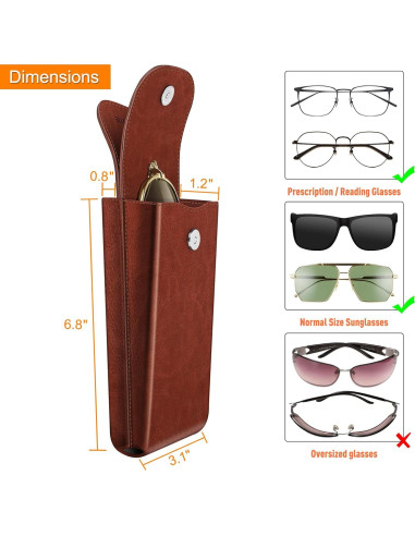 Estuche Doble para Gafas Fintie Marrón con Mosquetón