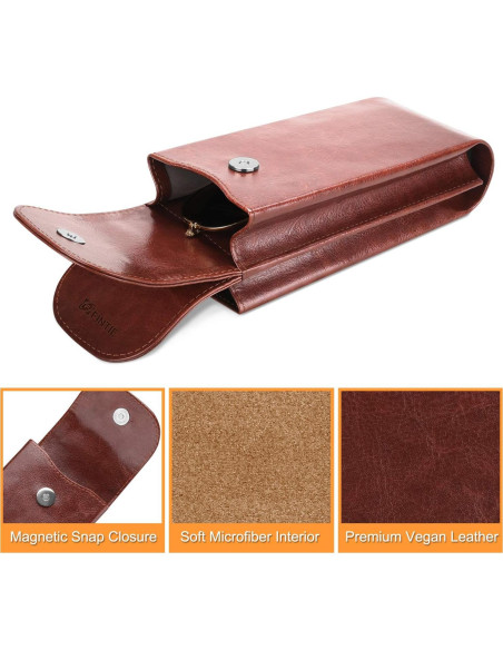 Estuche Doble para Gafas Fintie Marrón con Mosquetón