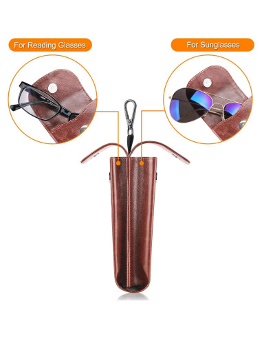 Estuche Doble para Gafas Fintie Marrón con Mosquetón